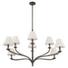 Chandelier Thesis 207339A Bethany 52 inch 8 light Forged Bronze Chandelier with Natural Linen Shades THESIS