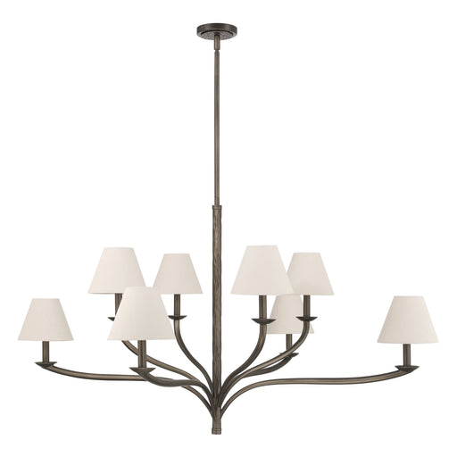 Chandelier Thesis 207339A Bethany 52 inch 8 light Forged Bronze Chandelier with Natural Linen Shades THESIS