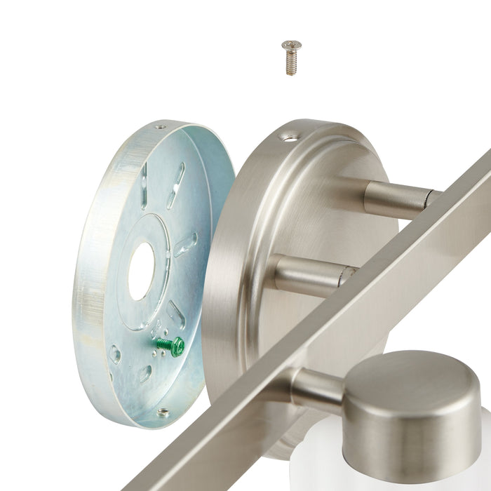 Vanity Light Thesis 207048A Bedminster 30 inch 4 light Brushed Nickel Vanity Light with Etched Opal Ribbed Glass Shades THESIS