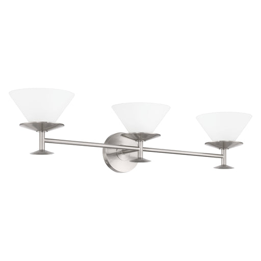 Vanity Light Thesis 207329A Tremolo 33 inch 3 light Brushed Nickel and Polished Nickel Vanity Light with Etched Opal Glass THESIS