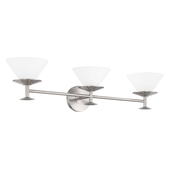 Vanity Light Thesis 207329A Tremolo 33 inch 3 light Brushed Nickel and Polished Nickel Vanity Light with Etched Opal Glass THESIS
