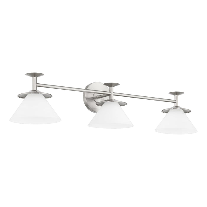 Vanity Light Thesis 207329A Tremolo 33 inch 3 light Brushed Nickel and Polished Nickel Vanity Light with Etched Opal Glass THESIS