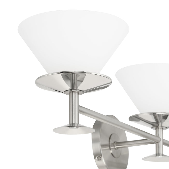 Vanity Light Thesis 207329A Tremolo 33 inch 3 light Brushed Nickel and Polished Nickel Vanity Light with Etched Opal Glass THESIS