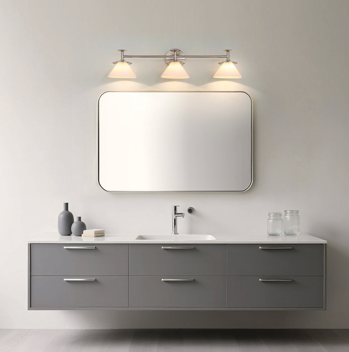 Vanity Light Thesis 207329A Tremolo 33 inch 3 light Brushed Nickel and Polished Nickel Vanity Light with Etched Opal Glass THESIS