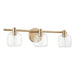 Vanity Light Thesis 207012A Valentina 24 inch 3 light Champagne Gold Vanity Light with Clear Glass Shades THESIS