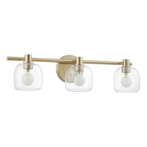 Vanity Light Thesis 207012A Valentina 24 inch 3 light Champagne Gold Vanity Light with Clear Glass Shades THESIS