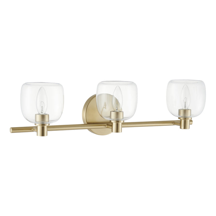 Vanity Light Thesis 207012A Valentina 24 inch 3 light Champagne Gold Vanity Light with Clear Glass Shades THESIS