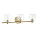 Vanity Light Thesis 207012A Valentina 24 inch 3 light Champagne Gold Vanity Light with Clear Glass Shades THESIS