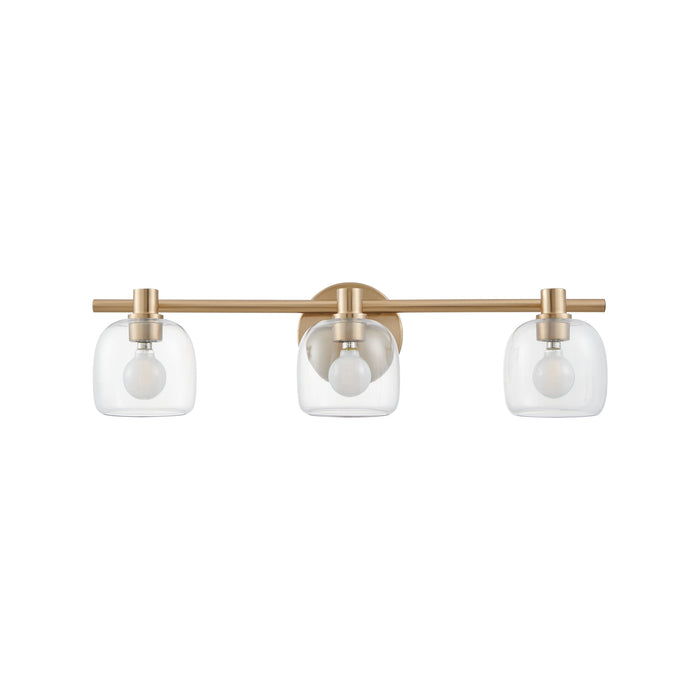 Vanity Light Thesis 207012A Valentina 24 inch 3 light Champagne Gold Vanity Light with Clear Glass Shades THESIS
