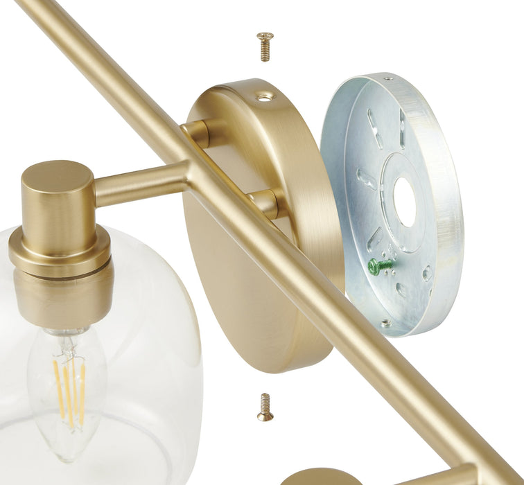 Vanity Light Thesis 207012A Valentina 24 inch 3 light Champagne Gold Vanity Light with Clear Glass Shades THESIS