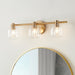Vanity Light Thesis 207012A Valentina 24 inch 3 light Champagne Gold Vanity Light with Clear Glass Shades THESIS