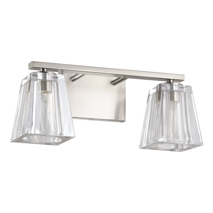 Vanity Light Thesis 206985A Valentin 15 inch 2 light Brushed Nickel Vanity Light with Clear Pressed Glass Shades THESIS