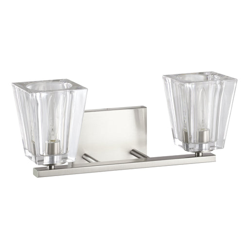 Vanity Light Thesis 206985A Valentin 15 inch 2 light Brushed Nickel Vanity Light with Clear Pressed Glass Shades THESIS