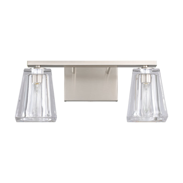 Vanity Light Thesis 206985A Valentin 15 inch 2 light Brushed Nickel Vanity Light with Clear Pressed Glass Shades THESIS