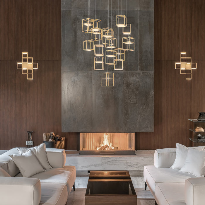 Eurofase 38259-012 Ferro 32" Matte Gold LED Chandelier
