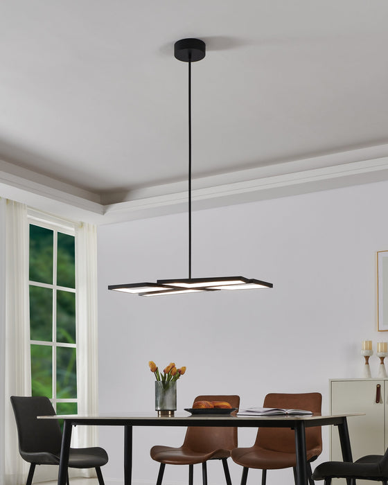Chandelier Thesis 207768A Alfie 30 inch 4 light Textured Black 3CCT LED Chandelier THESIS