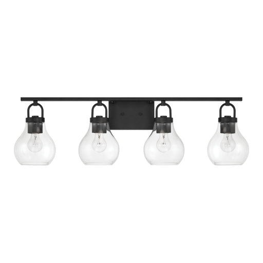Vanity Light Thesis 207637A Mansfield 34 inch 4 light Matte Black Vanity Light with Clear Glass Shades THESIS