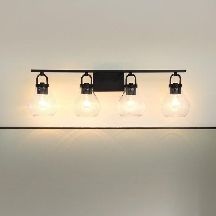 Vanity Light Thesis 207637A Mansfield 34 inch 4 light Matte Black Vanity Light with Clear Glass Shades THESIS