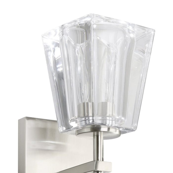 Vanity Light Thesis 206988A Valentin 13 inch 2 light Brushed Nickel Vanity Light with Clear Pressed Glass Shades THESIS