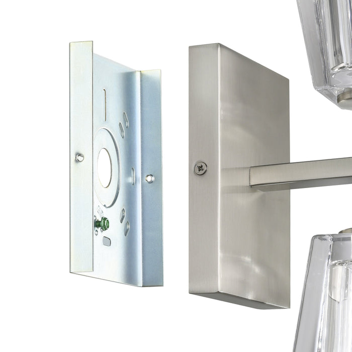 Vanity Light Thesis 206988A Valentin 13 inch 2 light Brushed Nickel Vanity Light with Clear Pressed Glass Shades THESIS