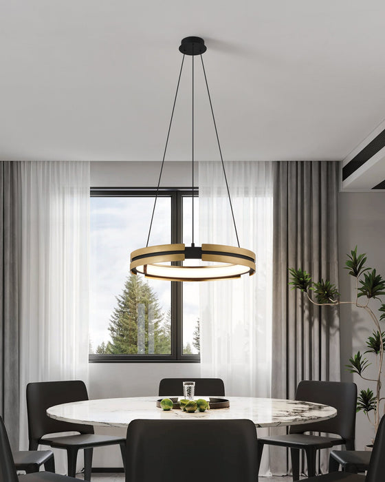 Chandelier Thesis 206937A Grazia 24 inch Matte Black and Brushed Gold LED Chandelier THESIS