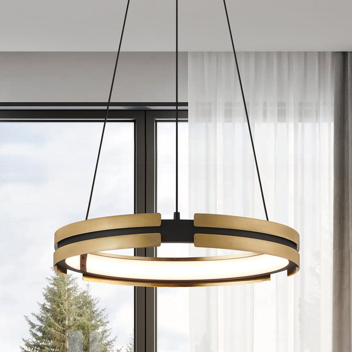 Chandelier Thesis 206937A Grazia 24 inch Matte Black and Brushed Gold LED Chandelier THESIS