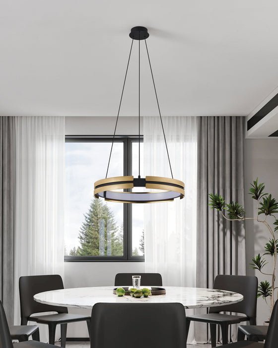 Chandelier Thesis 206937A Grazia 24 inch Matte Black and Brushed Gold LED Chandelier THESIS
