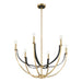 Chandelier Thesis 207368A Sussex 29 inch 6 light Champagne Gold and Black Faux Leather Chandelier THESIS