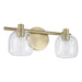 Vanity Light Thesis 207005A Valentina 15 inch 2 light Champagne Gold Vanity Light with Clear Glass Shades THESIS