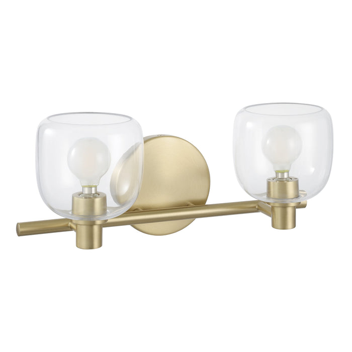 Vanity Light Thesis 207005A Valentina 15 inch 2 light Champagne Gold Vanity Light with Clear Glass Shades THESIS
