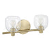Vanity Light Thesis 207005A Valentina 15 inch 2 light Champagne Gold Vanity Light with Clear Glass Shades THESIS