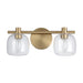 Vanity Light Thesis 207005A Valentina 15 inch 2 light Champagne Gold Vanity Light with Clear Glass Shades THESIS
