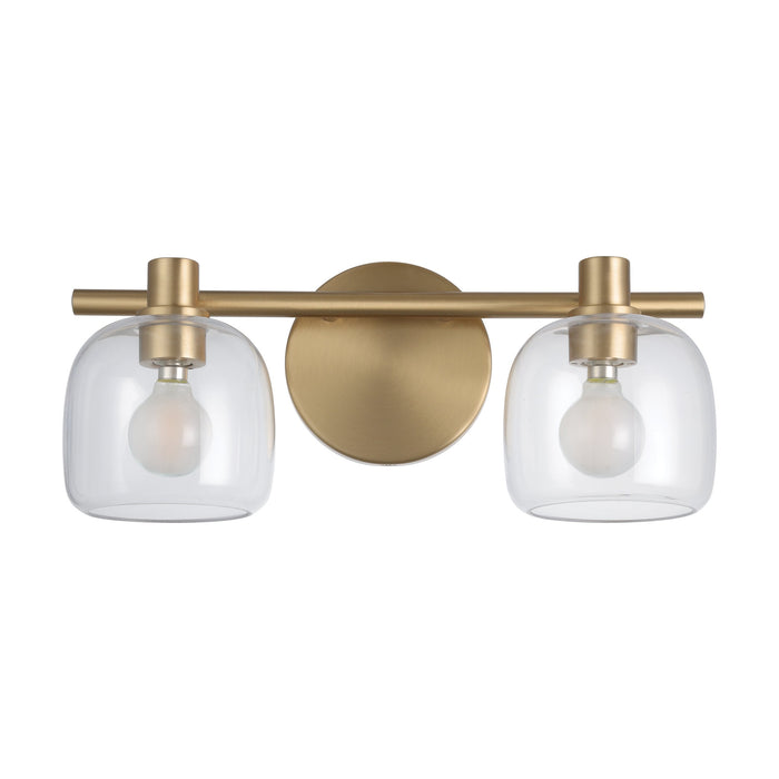 Vanity Light Thesis 207005A Valentina 15 inch 2 light Champagne Gold Vanity Light with Clear Glass Shades THESIS