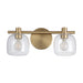 Vanity Light Thesis 207005A Valentina 15 inch 2 light Champagne Gold Vanity Light with Clear Glass Shades THESIS