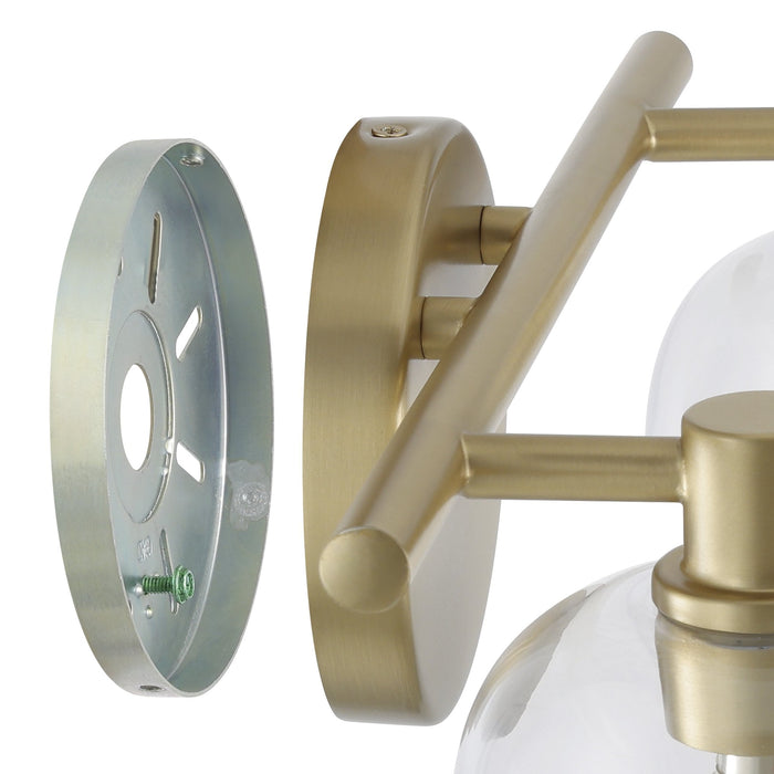 Vanity Light Thesis 207005A Valentina 15 inch 2 light Champagne Gold Vanity Light with Clear Glass Shades THESIS