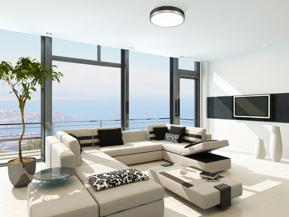 Flush Mount Z-Lite 1006F16-MB-BN-LED Matte Black + Brushed Nickel Algar 1 Light Flush Mount Z-Lite