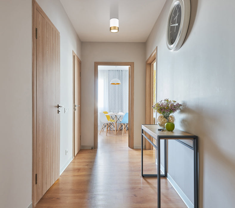 Flush Mount Z-Lite 1006F6-MW-MGLD-LED Matte White + Modern Gold Algar 1 Light Flush Mount Z-Lite