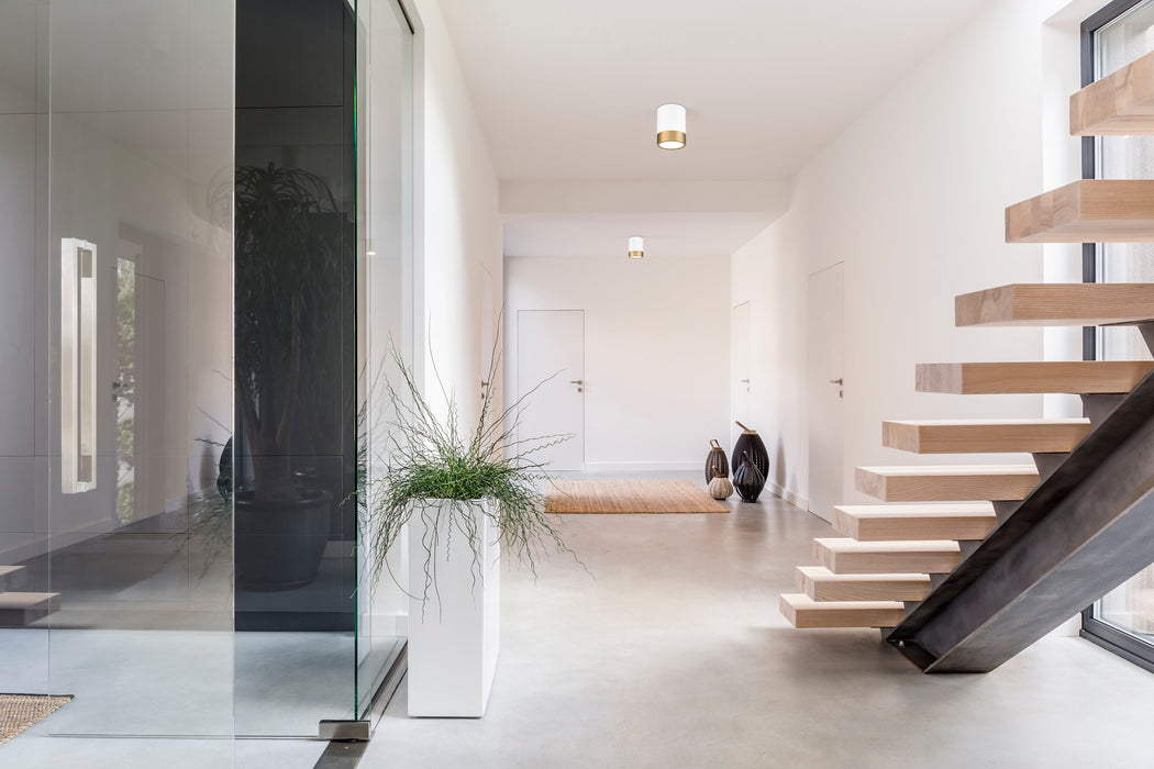 Flush Mount Z-Lite 1006F6-MW-MGLD-LED Matte White + Modern Gold Algar 1 Light Flush Mount Z-Lite