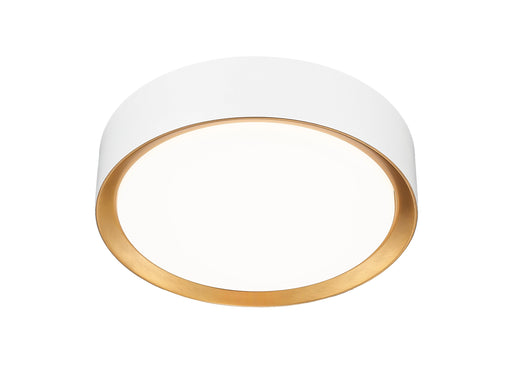 Flush Mount Z-Lite 1014F12-MW-MGLD-LED Matte White + Modern Gold Kawan 1 Light Flush Mount Z-Lite