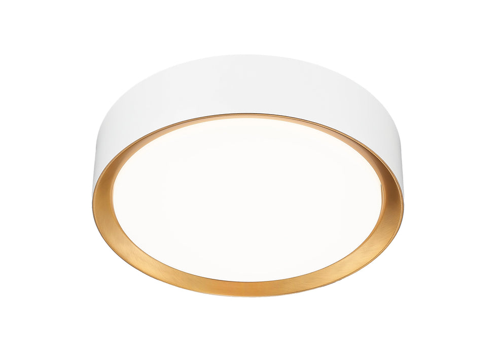Flush Mount Z-Lite 1014F12-MW-MGLD-LED Matte White + Modern Gold Kawan 1 Light Flush Mount Z-Lite