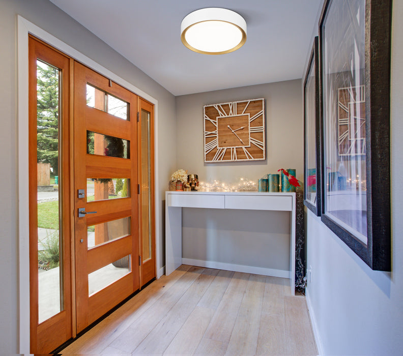 Flush Mount Z-Lite 1014F12-MW-MGLD-LED Matte White + Modern Gold Kawan 1 Light Flush Mount Z-Lite