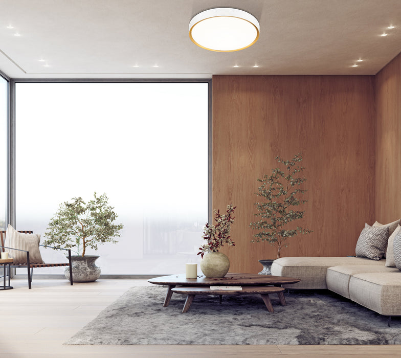 Flush Mount Z-Lite 1014F20-MW-MGLD-LED Matte White + Modern Gold Kawan 1 Light Flush Mount Z-Lite