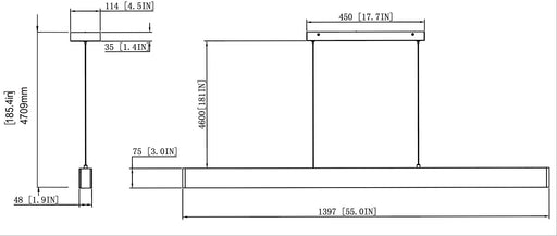 Linear Chandelier Z-Lite 1016-55L-GLD-LED Gold Hudson 1 Light Linear Chandelier Z-Lite