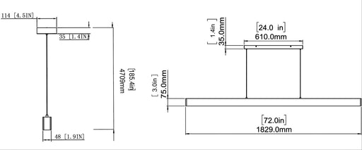 Linear Chandelier Z-Lite 1016-72L-MB-LED Matte Black Hudson 1 Light Linear Chandelier Z-Lite