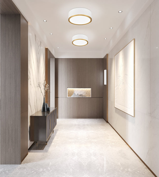 Flush Mount Z-Lite 1018F12-MW-MGLD-LED Matte White + Modern Gold Bradley 1 Light Flush Mount Z-Lite