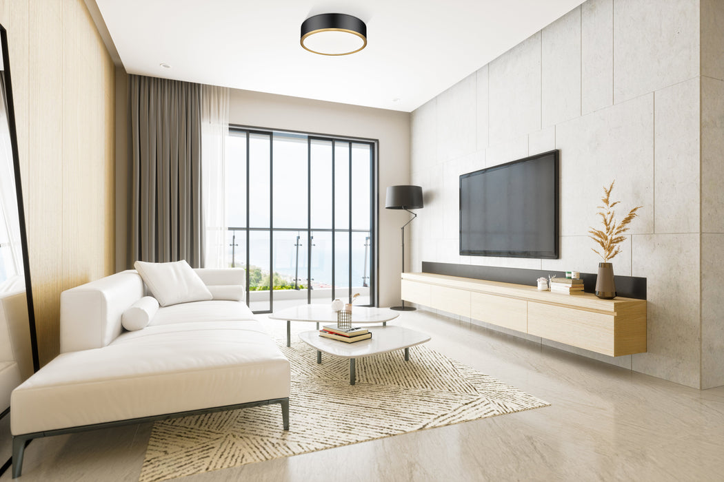 Flush Mount Z-Lite 1018F16-MB-MGLD-LED Matte Black + Modern Gold Bradley 1 Light Flush Mount Z-Lite