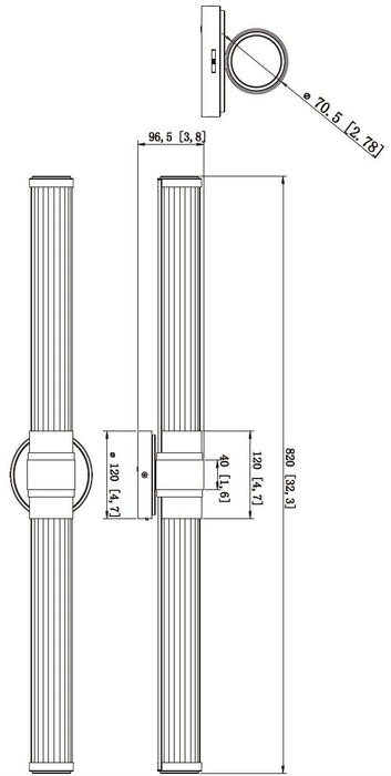 Vanity Z-Lite 1020-32W-MGLD-LED Modern Gold Warwick 1 Light Vanity Z-Lite