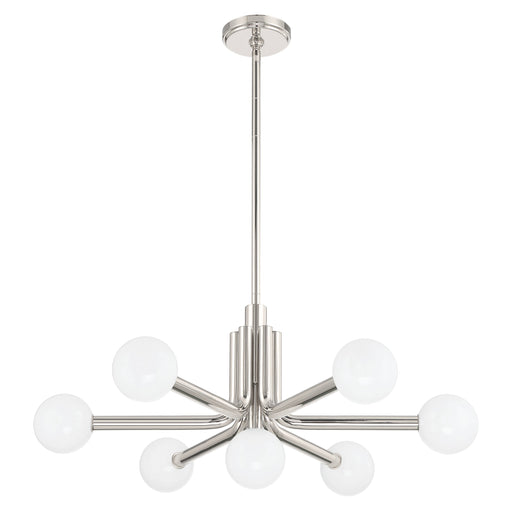 Chandelier Thesis 207348A Stockholm 29 inch 7 light Polished Nickel Chandelier with Opal Glass Shades THESIS