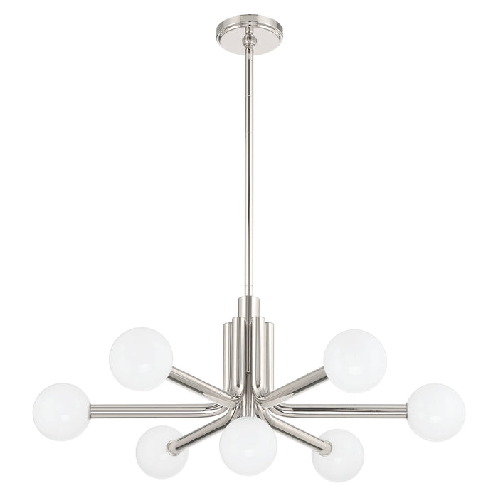 Chandelier Thesis 207348A Stockholm 29 inch 7 light Polished Nickel Chandelier with Opal Glass Shades THESIS