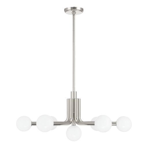 Chandelier Thesis 207348A Stockholm 29 inch 7 light Polished Nickel Chandelier with Opal Glass Shades THESIS